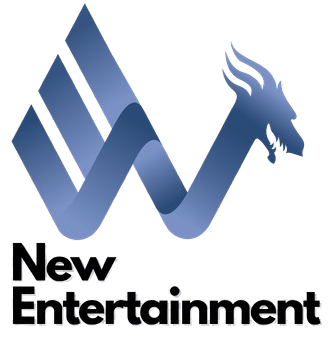 The New Entertainment logo, featuring a stylized blue 'W' shaped like a dragon head, above the black text 'New Entertainment' on a white background.